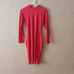 Pink Long-Sleeved Cocktail Dress
